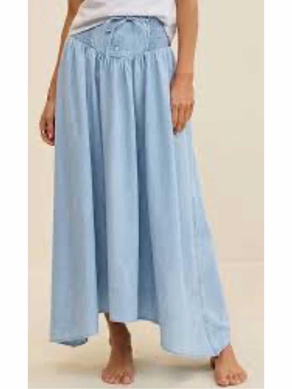 Aerie Chambray Maxi Skirt Light Blue